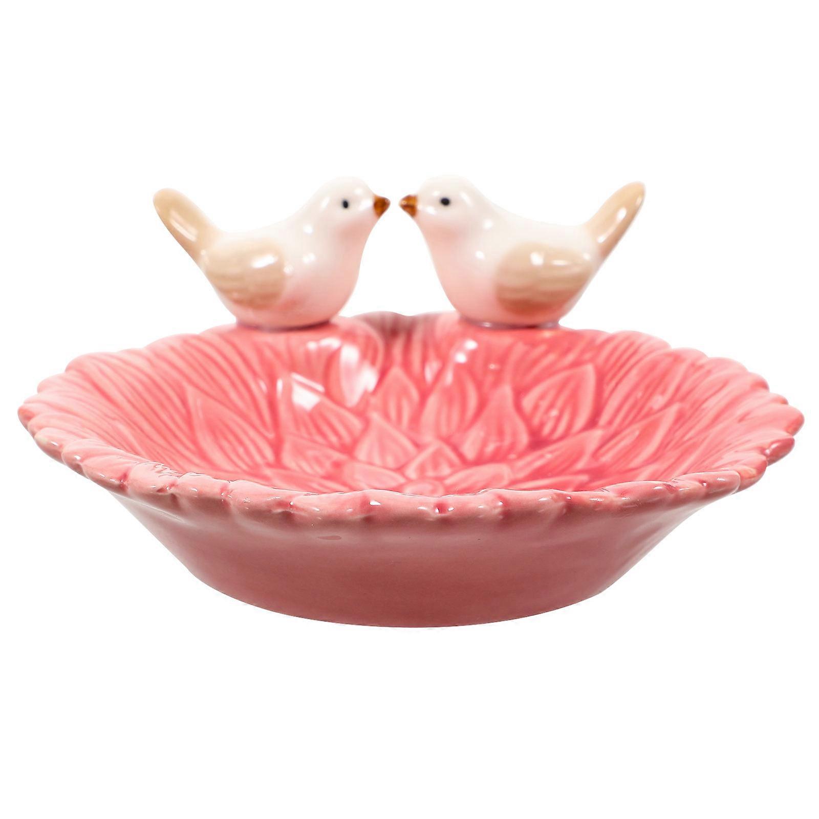 Ceramic Food Tray for Storage Decorative Pink Dessert Serving Plate