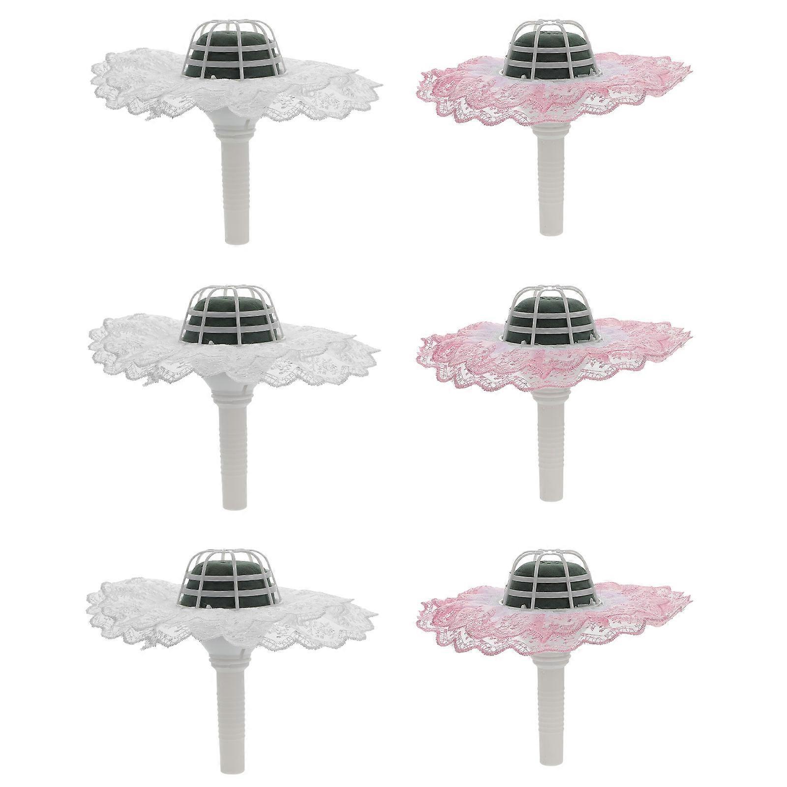 Bridal Floral Handle for Wedding Bouquets 6Sets with Mud Bases
