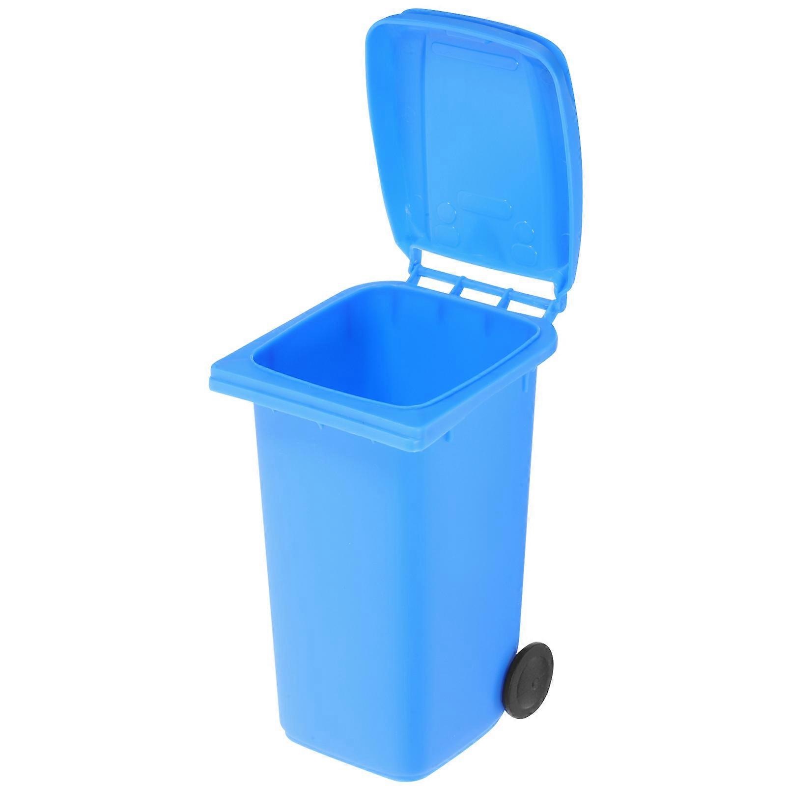 Small Trash Can Tabletop Garbage Bin for Kitchen Use 2Pcs Blue PP