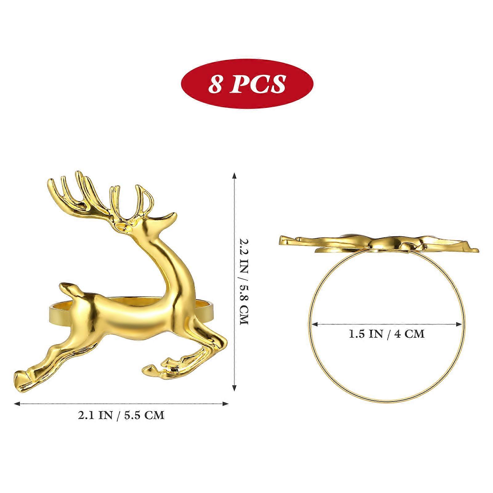 Deer Shaped Napkin Ring Golden for Table Decoration 8Pcs Set