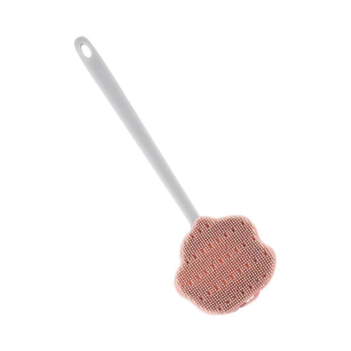 Silicone Bath Brush with Long Handle and Soft Bristles, Ergonomic Back Scrubber for Shower