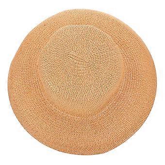 Khaki Straw Hat Sun Protection Hat for Outdoor Use 1Pcs Woven Breathable Sunshade