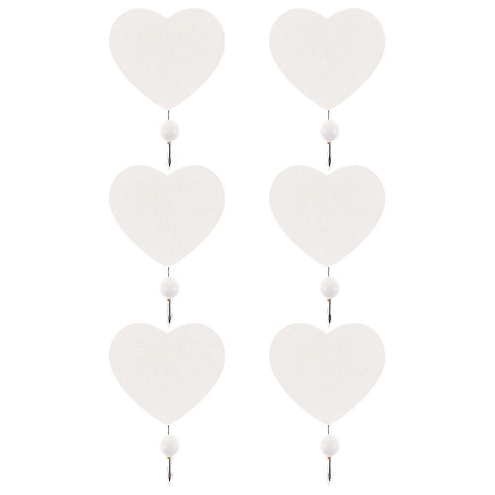 Wooden Heart Shape Hook Multi-Functional Wall Hook for 6Pcs