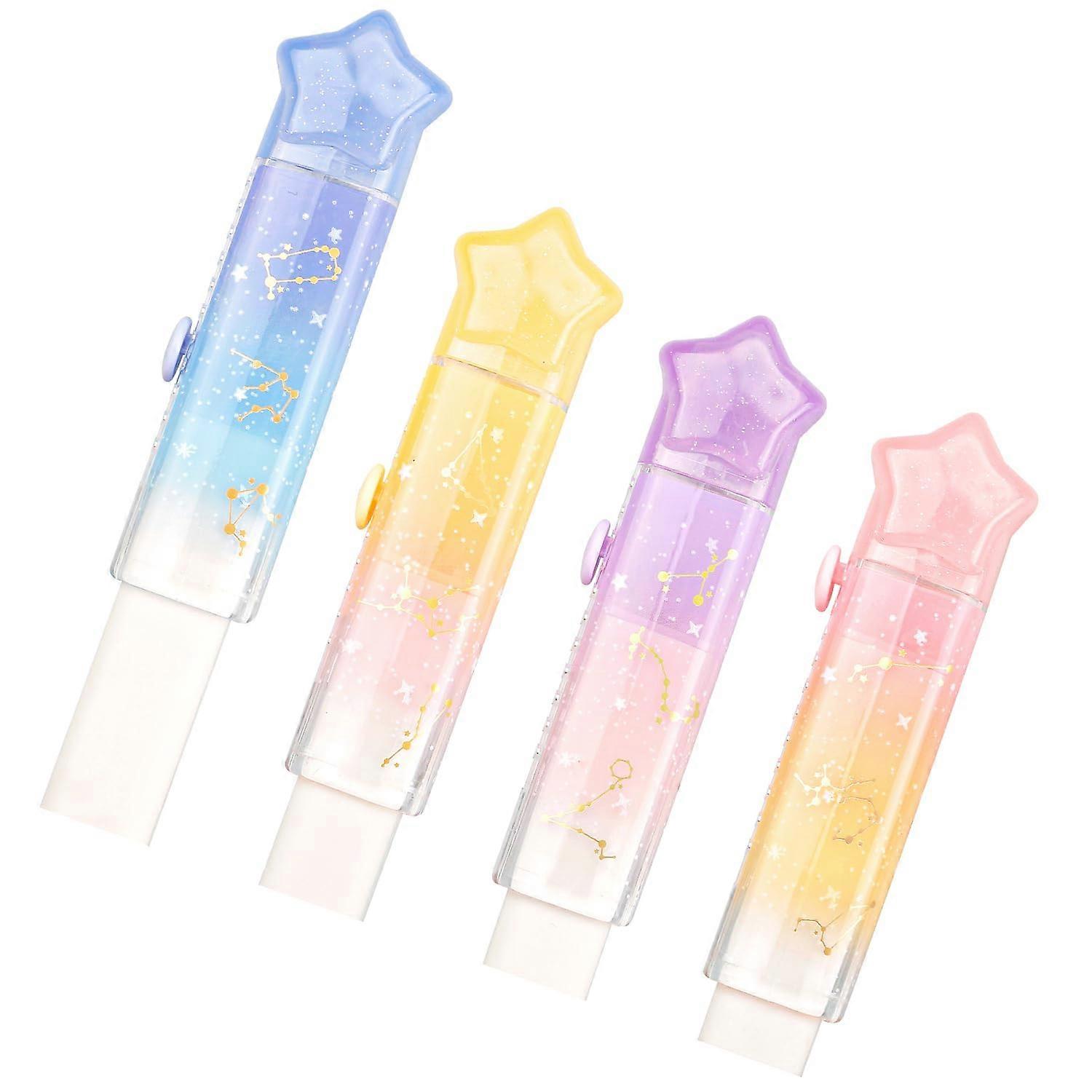 Retractable Eraser Set 4PCS Constellation Pattern with Precise PushPull Control for Students Drawing