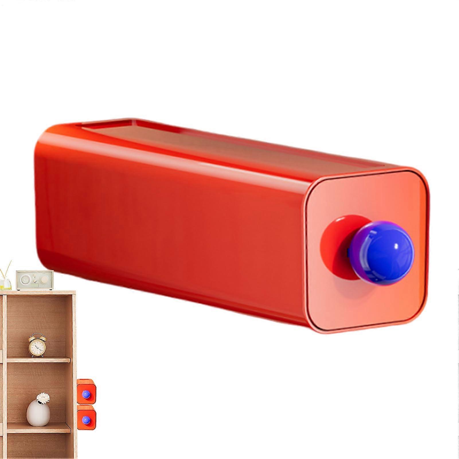 Wall Mounted Storage Box with Dustproof Lid, No Drilling Bathroom Wall Organizer Red