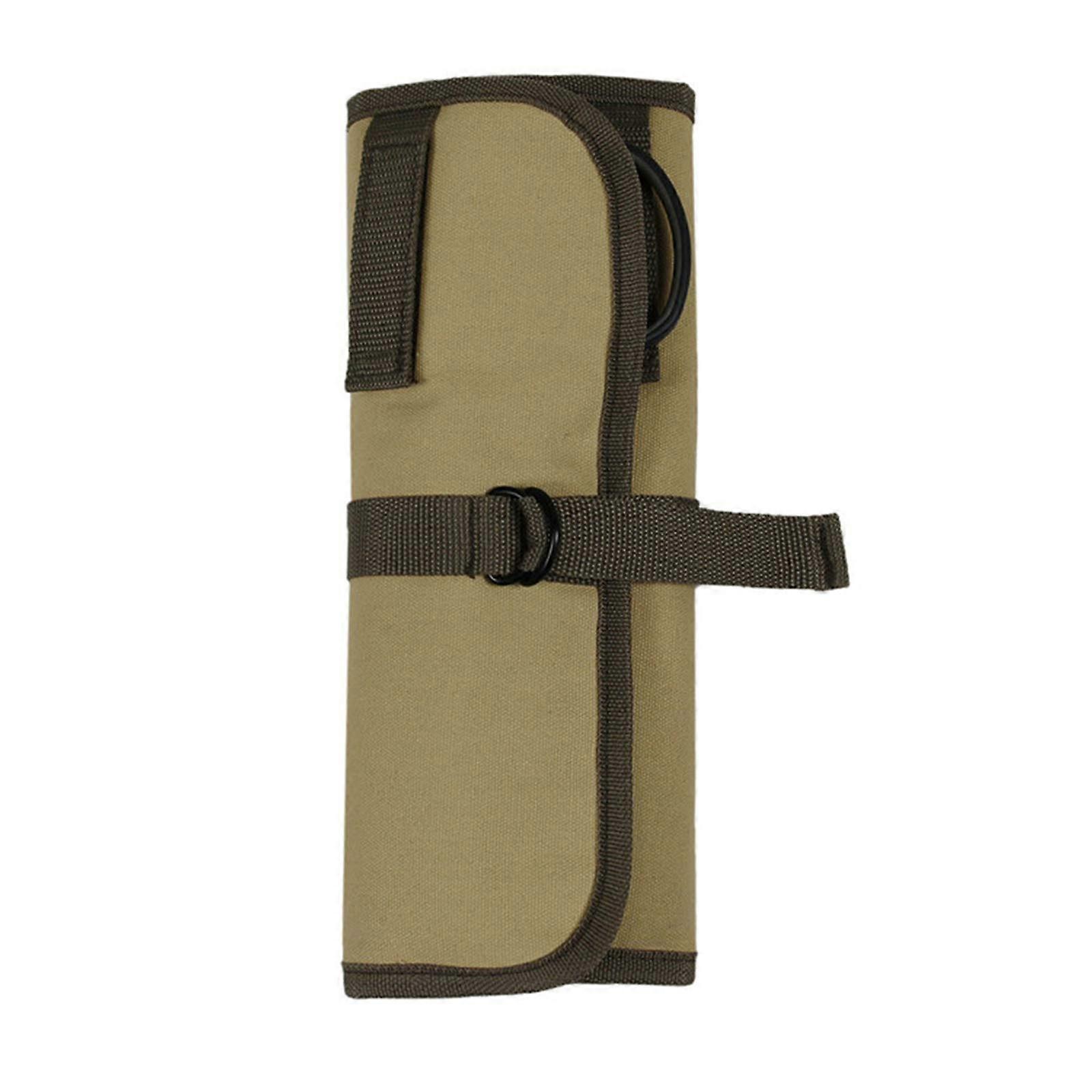 Chefs Knife Roll Bag Durable Waxed Canvas MultiPocket Organizer for Camping and Outdoor Cooking