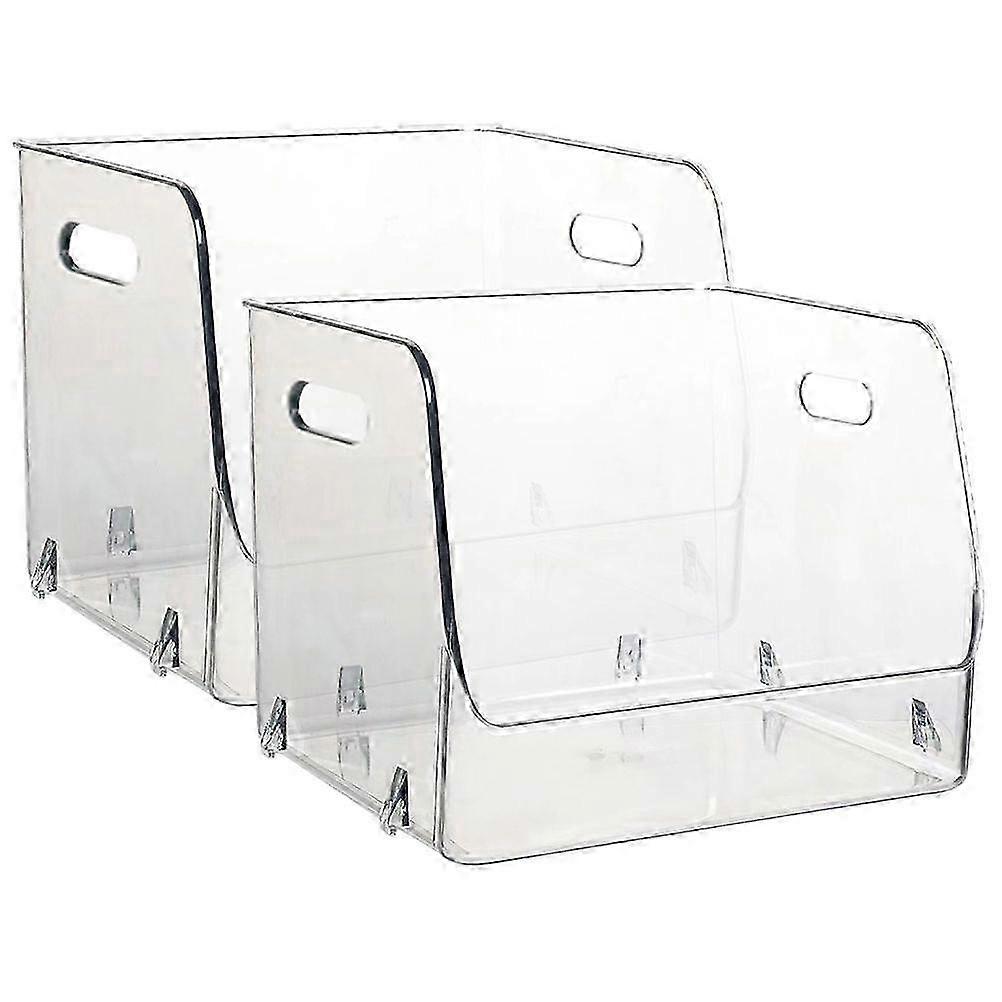 2pcs Stackable Transparent Tabletop Makeup Storage Bins Ideal Organizing Containers