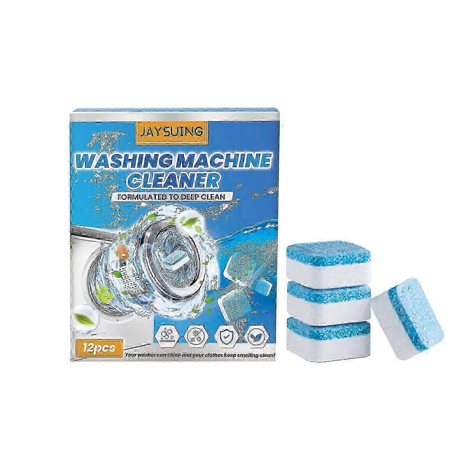 Deep Cleaning Washing Machine Tablets - Odor & Bacteria Removal, 12 Pack