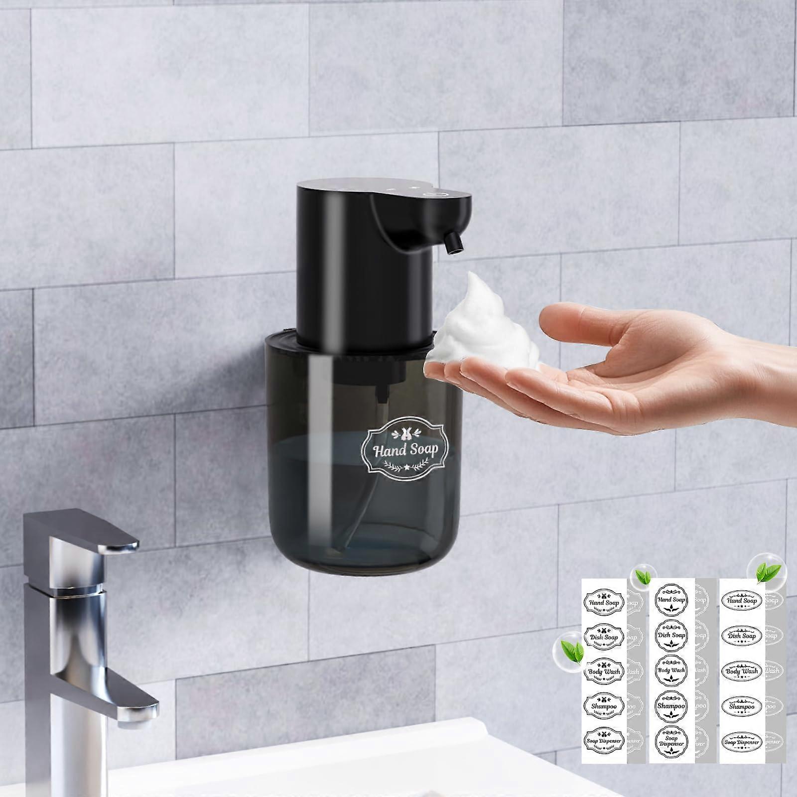 Wall Mounted Automatic Foaming Soap Dispenser, Touchless Sensor, Rechargeable, IPX5 Waterproof, Black