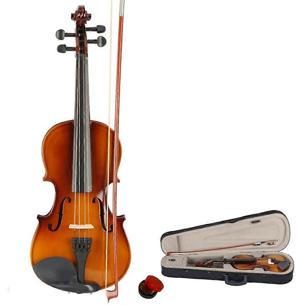3/4 Acoustic Student Violin Beginner Set with Case Bow Rosin Strings Shoulder Rest Natural