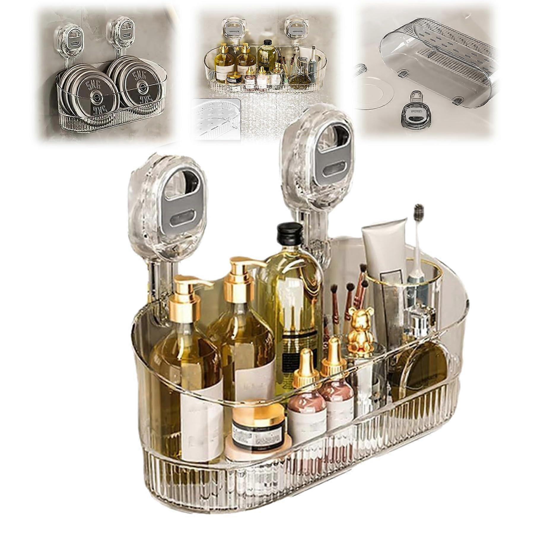 Suction Cup Shower Caddy NoDrill Installation, Large Capacity Bathroom Organizer, White