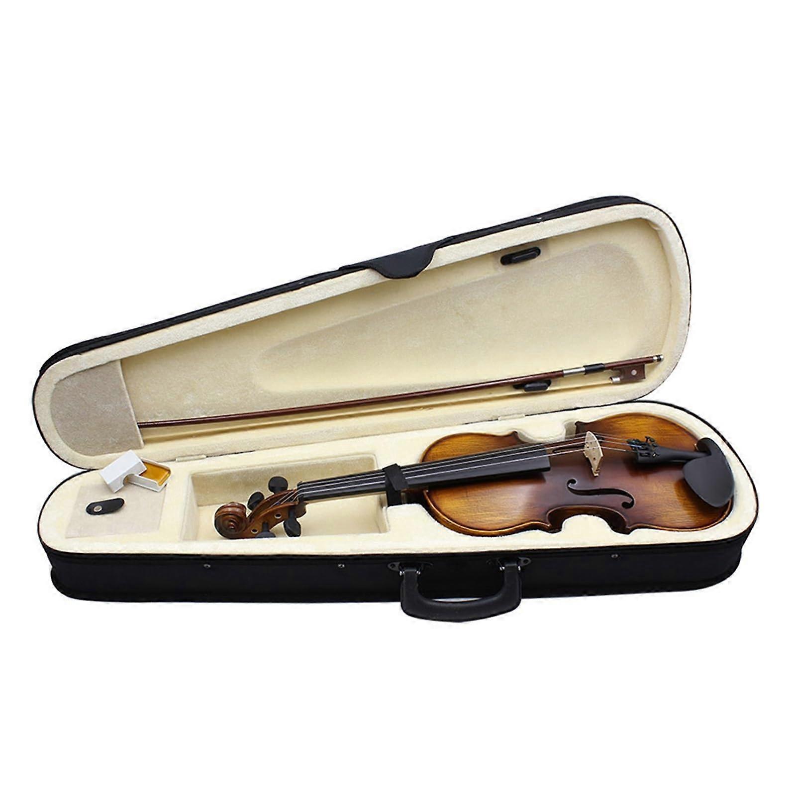 4/4 Solid Wood Violin Starter Kit for Beginners, Warm Tone Acoustic Violin with Case and Bow