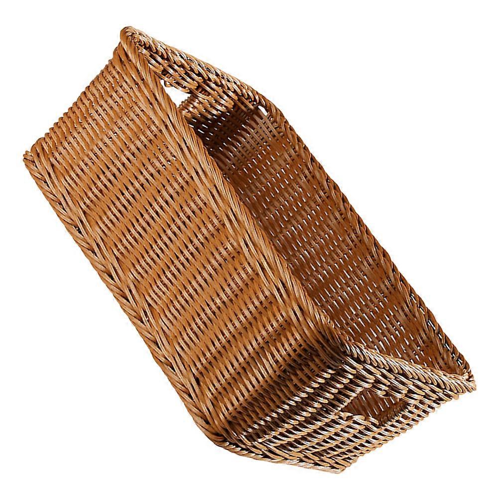 Rustic Light Brown Woven Basket for Storage Use Tabletop Organizer