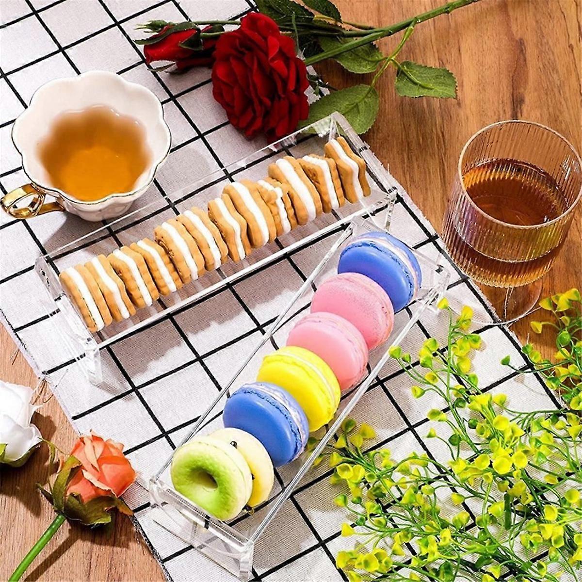 Clear Cracker Serving Tray, Transparent Macaron Display Tray, Rectangular Cracker Holder for Servin