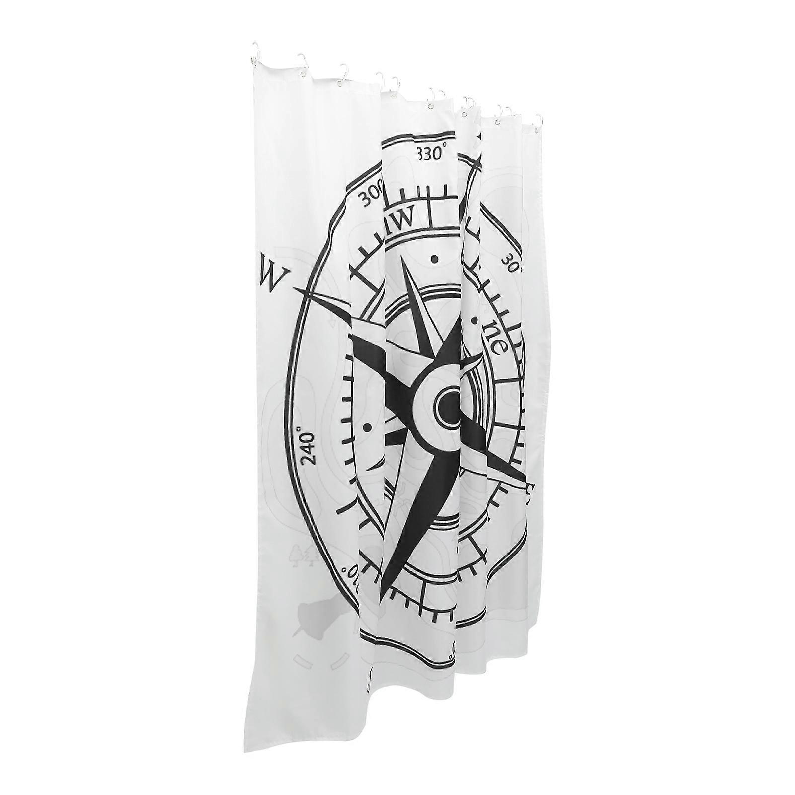 Fabric Compass Shower Curtain for Bathroom 5Sets Nautical Theme Waterproof