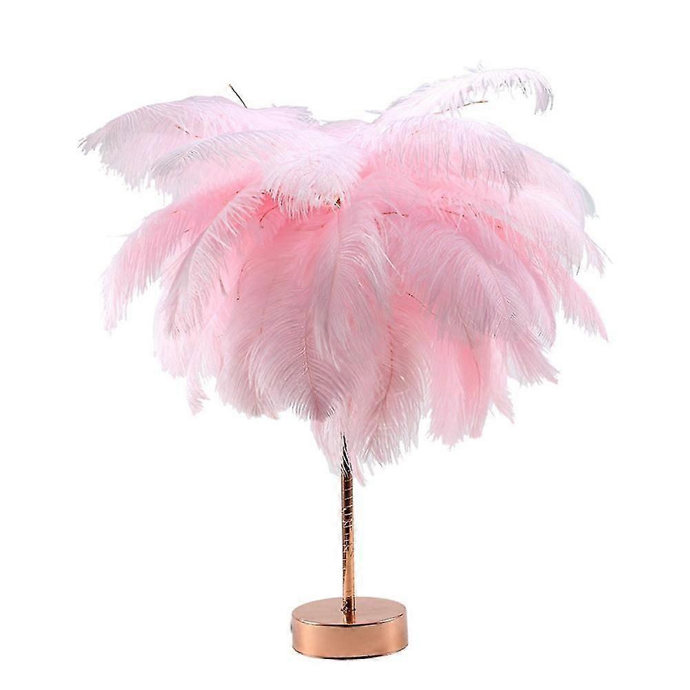 Bedside Table LED Lamp with Feather Copper Wire Remote Control