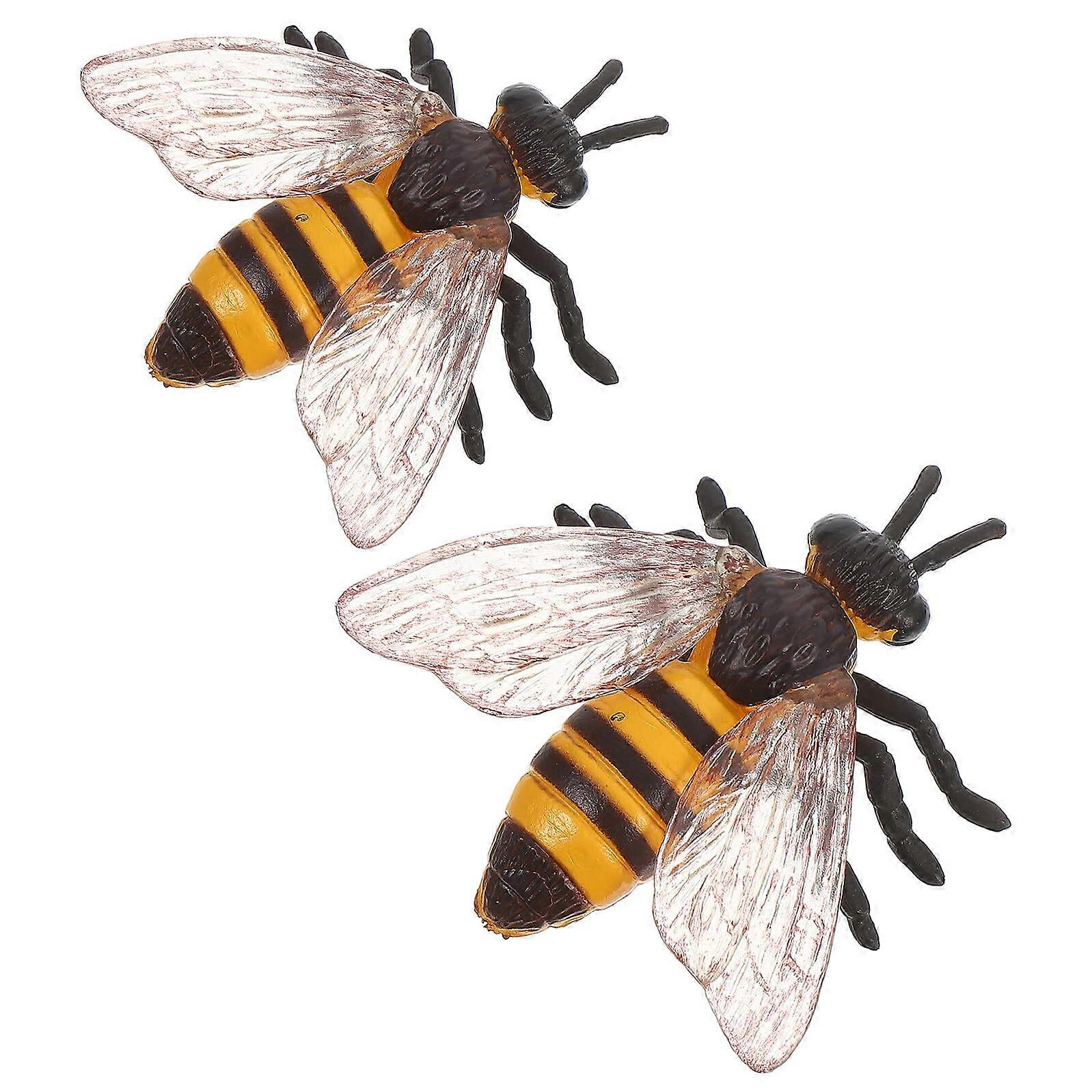 2pcs Realistic Bee Figurines Durable Plastic Honeybee Models for Classroom and Science Projects