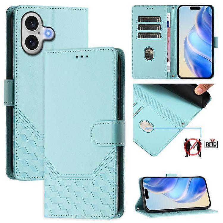 iPhone 17 RFID Leather Phone Case with Honeycomb Embossing