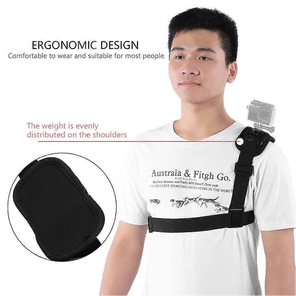 Adjustable Single Shoulder Chest Strap Harness Mount Adapter Compatible With Gopro Action Camera