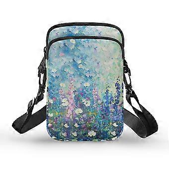 Bolsa transversal ajustável com alça ajustável em aquarela com estampa de flores silvestres, 4,33 x 1,97 x 7,09 cm, unissex, em poliéster.