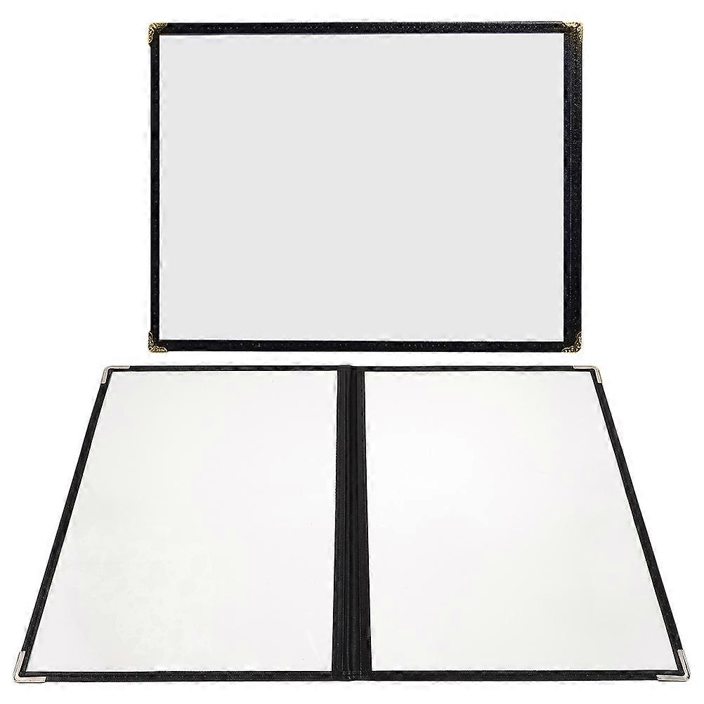 Restaurant Menu Covers PVC Binder for Use 2Pcs Clear Black Folder