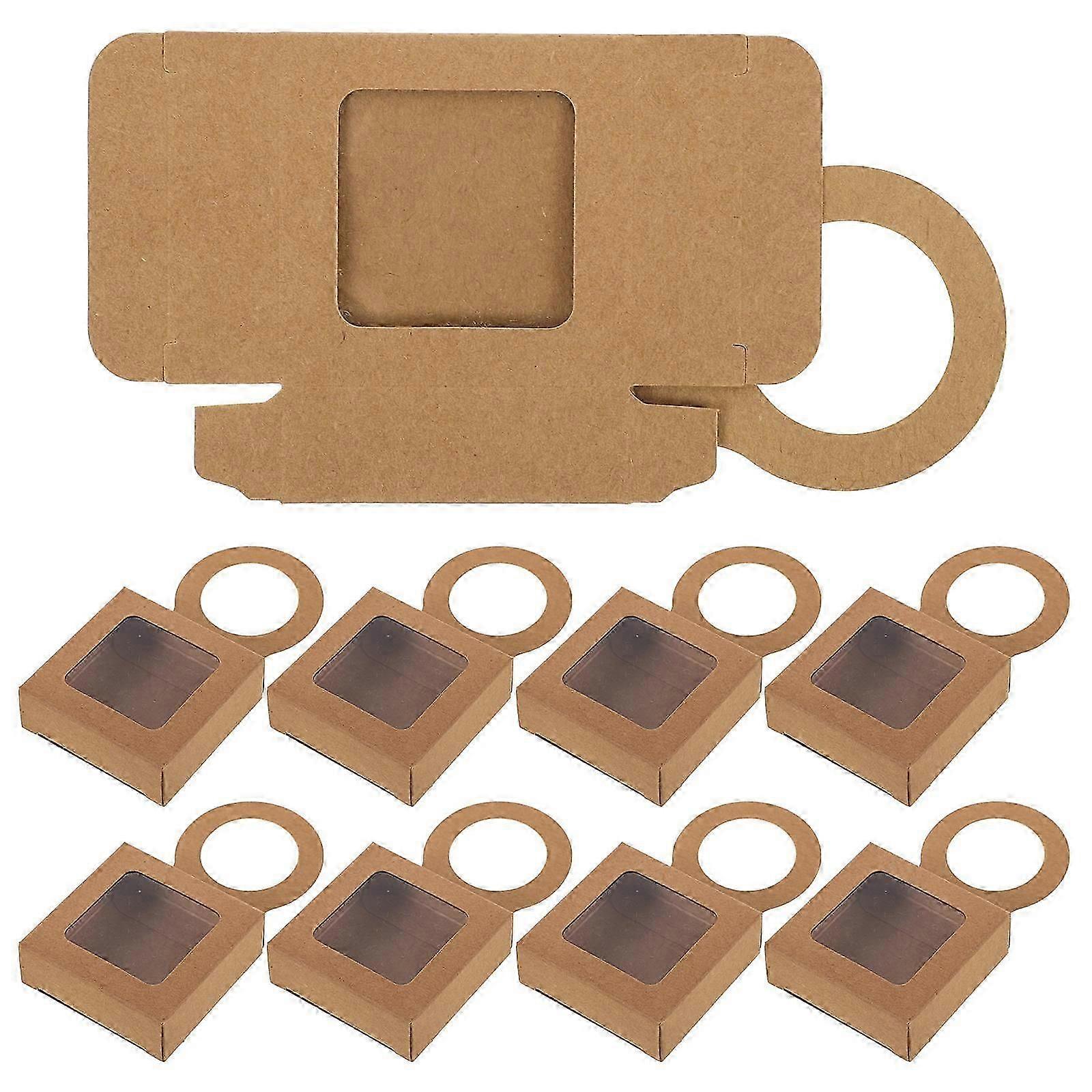 25pcs Kraft Paper Box with Clear Window Empty Gift Box