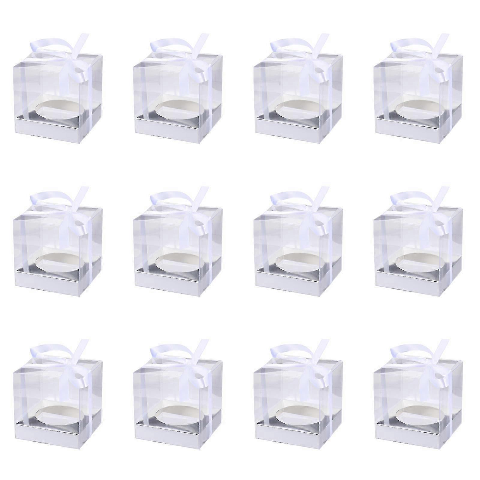 Cake Box Transparent Cake Boxes for Storage 12Pcs PVC Silver Material
