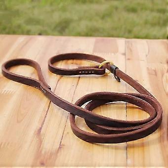 Äkta läder Dog Slip Lead Koppel Justerbar Pet Dog Slip Chain med Slider Stark Platt Läder Dog T