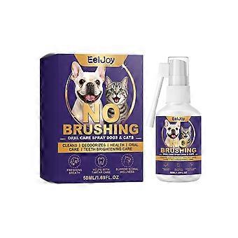 Tandspray för hundar och katter, tandspray utan borstning, frisk andedräkt och tandstenskontroll, naturlig munspray för husdjur, 50 ml