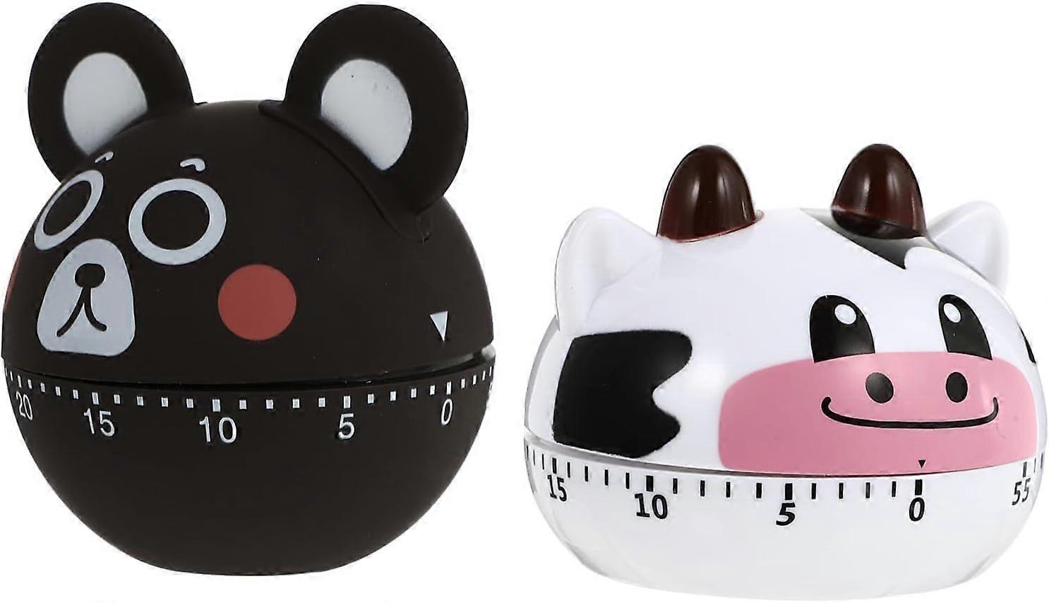 Mechanical Baking Timer 2pcs Cartoon Countdown Reminder Kitchen