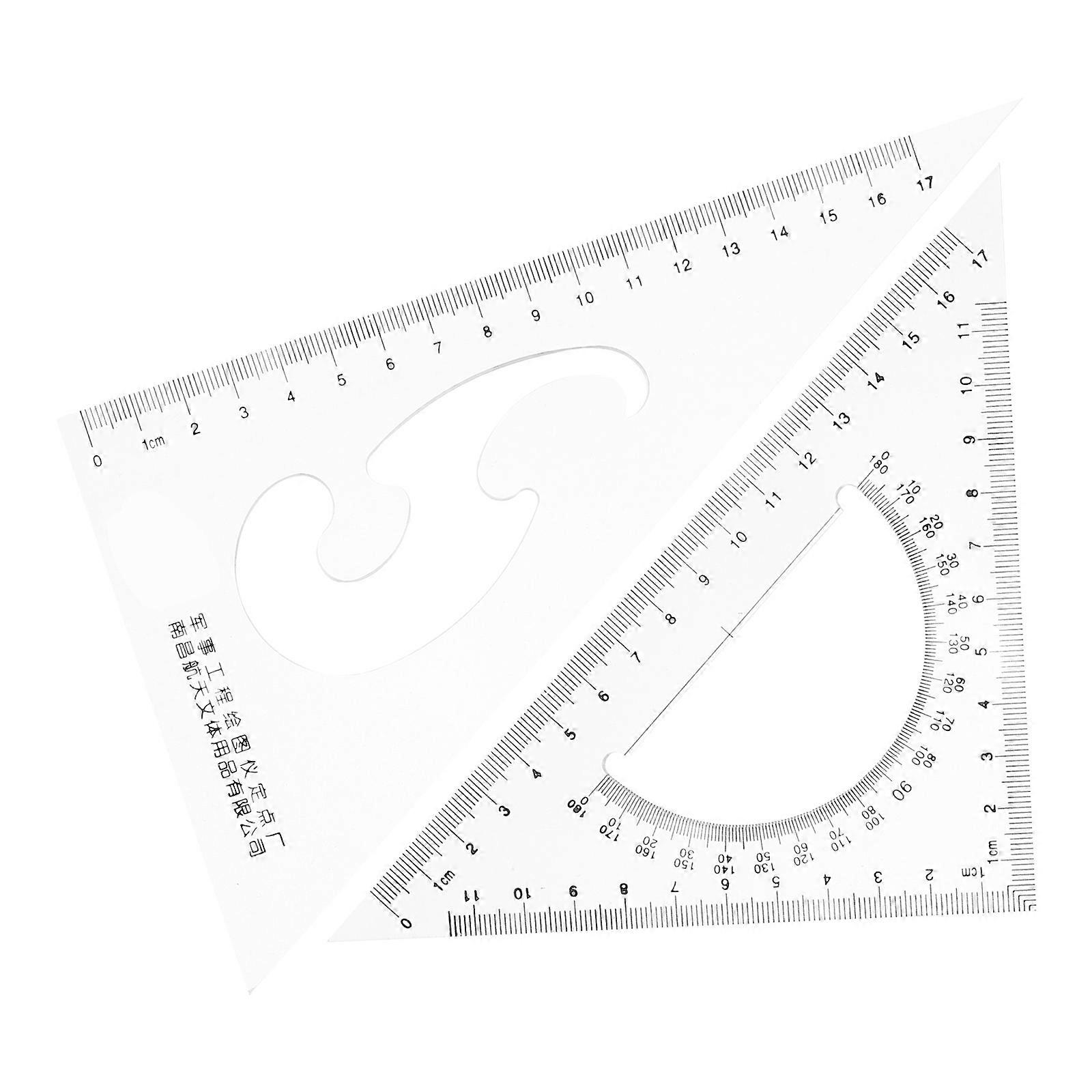 2pcs Multifunctional Triangle Ruler Set For Students Drafting Drawing And Measuring Right Angle And Protractor For Math And Geometry