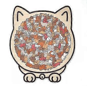 135pcs Irregular Morandi-Colored Cat Shaped Wooden Jigsaw Puzzle Unique Animal Shape Wooden Puzzles for Adults Kids Holiday Birthday Present Idea-MED