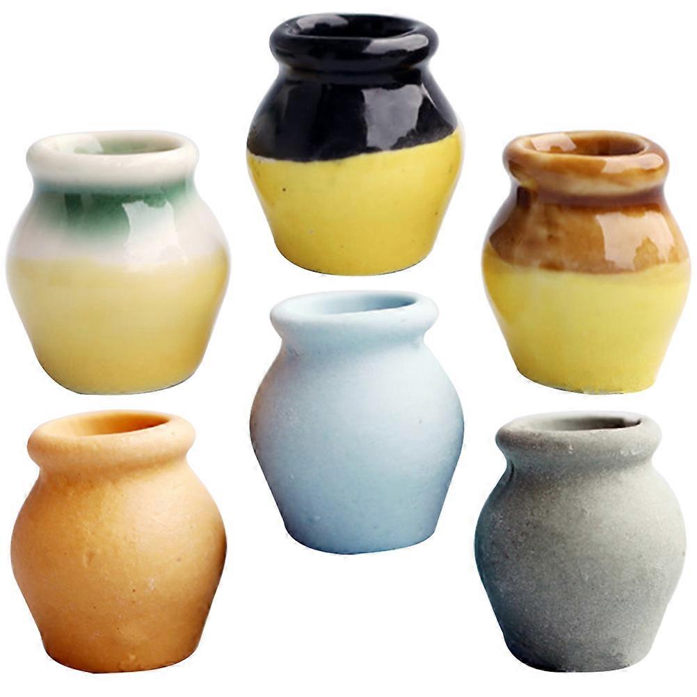 Assorted Color Ceramic Flower Pots for DIY Simulation 1Set