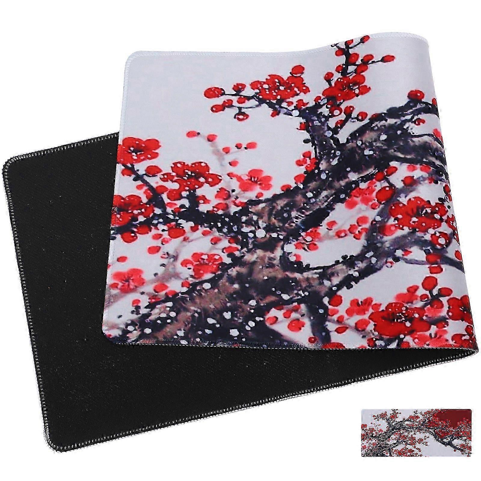 Large Cherry Blossom Pattern Mouse Pad, Rubber Desk Mat for Office, Gaming, Work