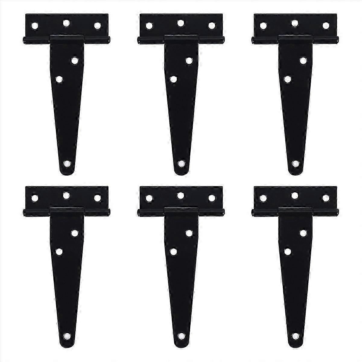6 PCS 4 Inch T-SHinges Rustic Gate SHinge Rustproof Gate Door Black Hinges Compatible withWindows, Fe