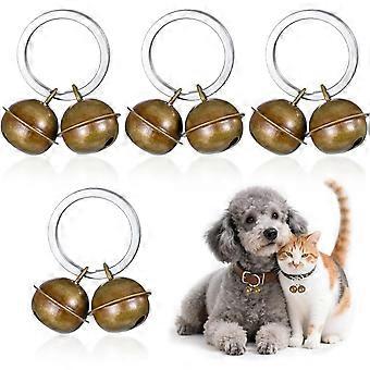 4er-Pack Haustierglocken für Hunde und Katzen, laute Glöckchen für Hunde- und Katzenhalsbänder, große Hunde-Tracker, Metallglocken, Vintage-Kupferhalsbandanhänger für mehr Sicherheit im Freien, Haustierortung