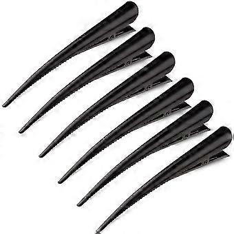 Grandi fermagli per capelli in coccodrillo lunghi per il sezionamento del salone di styling, clip in metallo a becco d'anatra antiruggine durevoli da 5 pollici (confezione da 6) nero