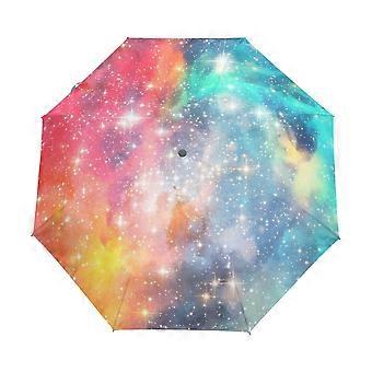 Neue Ankunft Bunte Sternenhimmel Frauen Regenschirm Regen Faltbarer Vollautomatischer Taschenschirm für Männer Erwachsene Kostenloser Versand