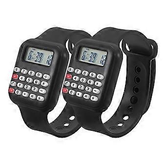 Calculation Watch for Kids 2Pcs Portable Multifunctional Black Calculator Wrist Watch