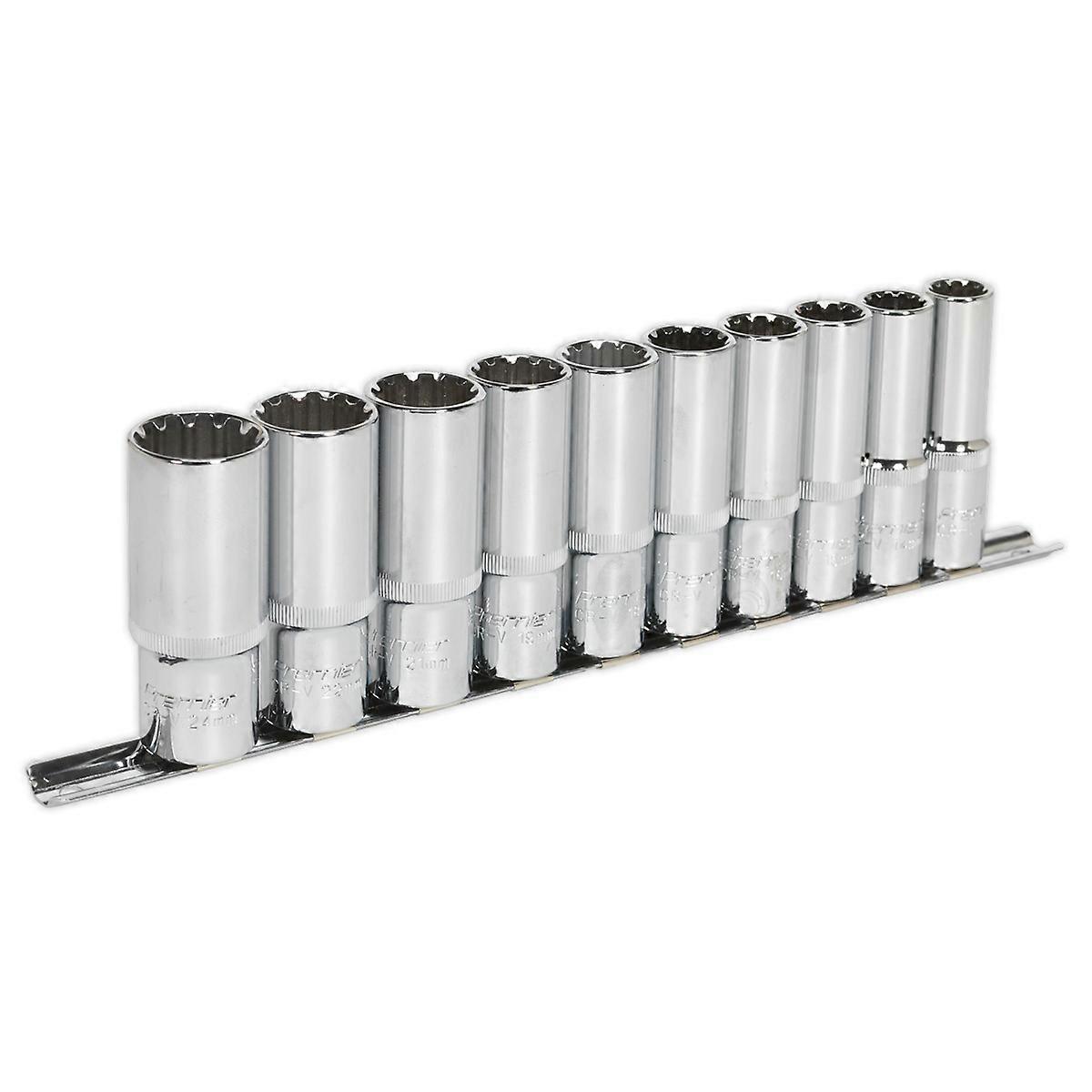Sealey Ak70610D Socket Set 10Pc Deep 1/2Sq Drive Total Drive