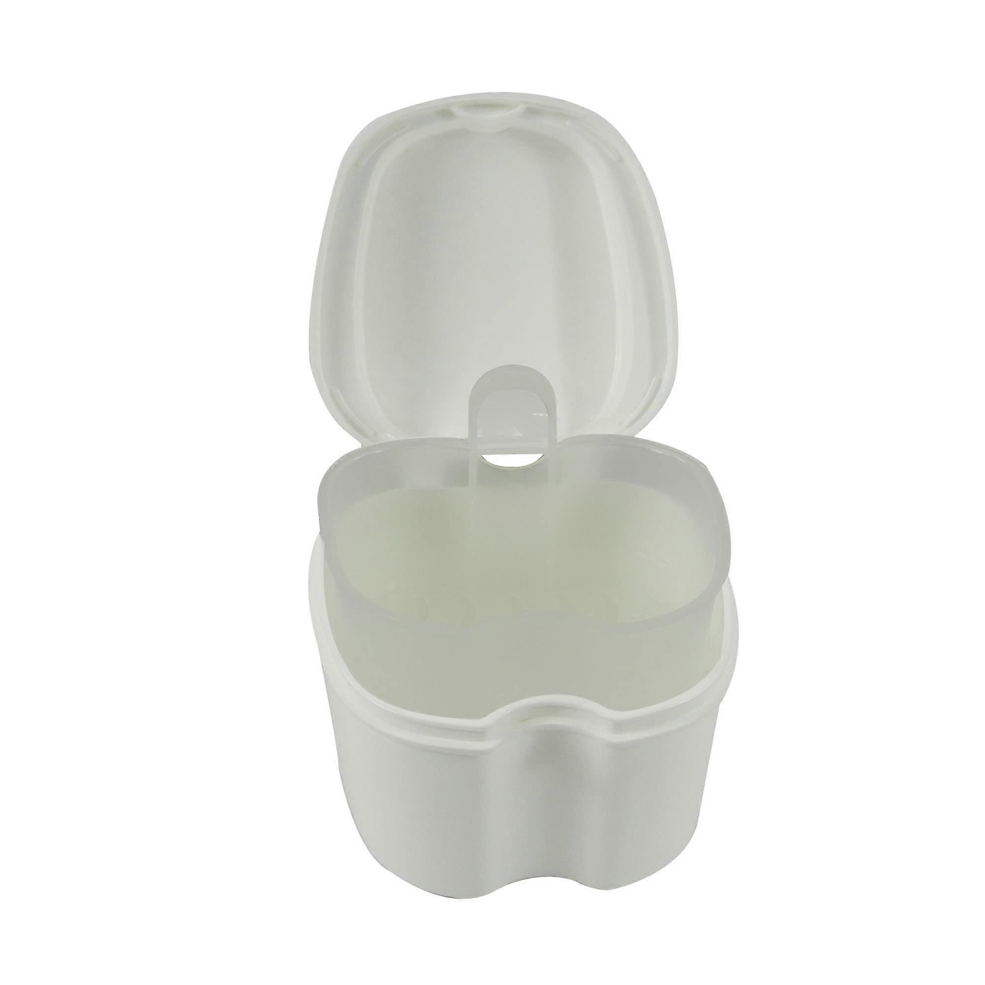 Denture Storage Case with Removable Strainer, White Retainer Holder for False Teeth