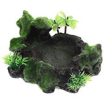 Reptile Accessory Resin Reptile Bowl for Feeding Green,L
