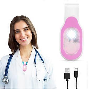 Genopladelig LED-kliplampe med magnetisk klips, kørelys til natsygeplejersker, lyserød