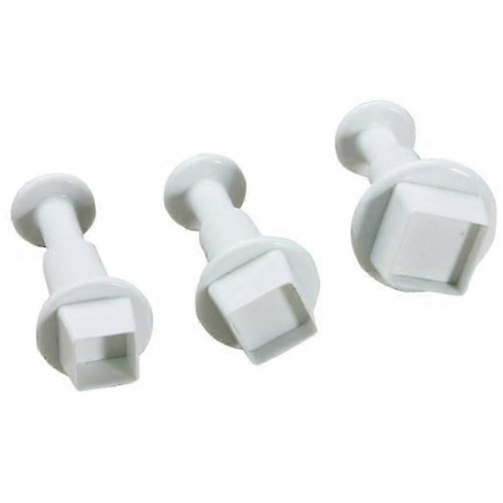 3pcs/set Square Shape Cake Plunger Set Fondant Tools(white)