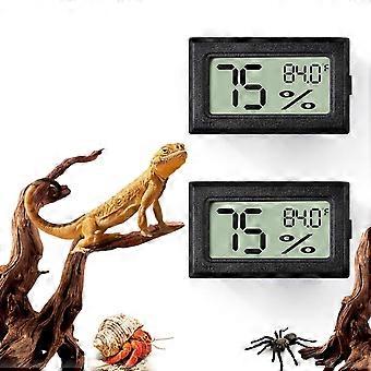 2 stk. rektangulært reptiltermometer og fuktighetsmåler for skjeggagametilbehør, reptiltanktilbehør for hoppende edderkopp, leopardgekko, henne