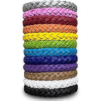 12 Pcs Leather Mosquito Repellent Bracelets, Solid Color Individually Wrapped