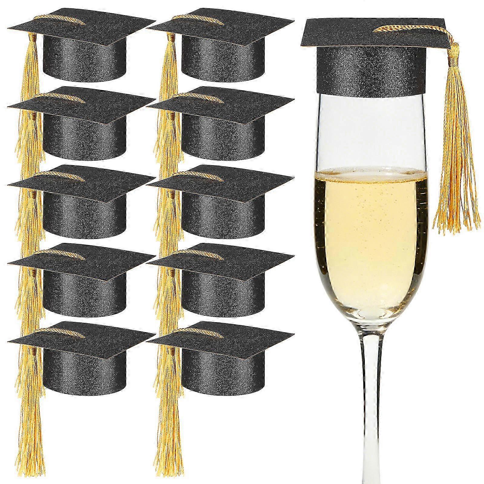 10pcs Mini Graduation Hat Goblet Cover Hat Cup Caps