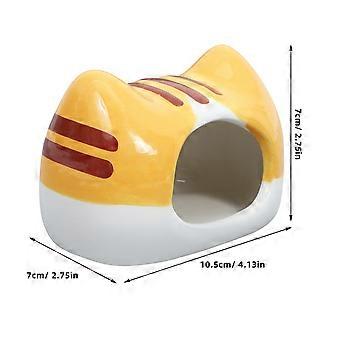 Ceramic Hamster Hideout Cat Shape for Hamster Comfortable Small Animal Bed