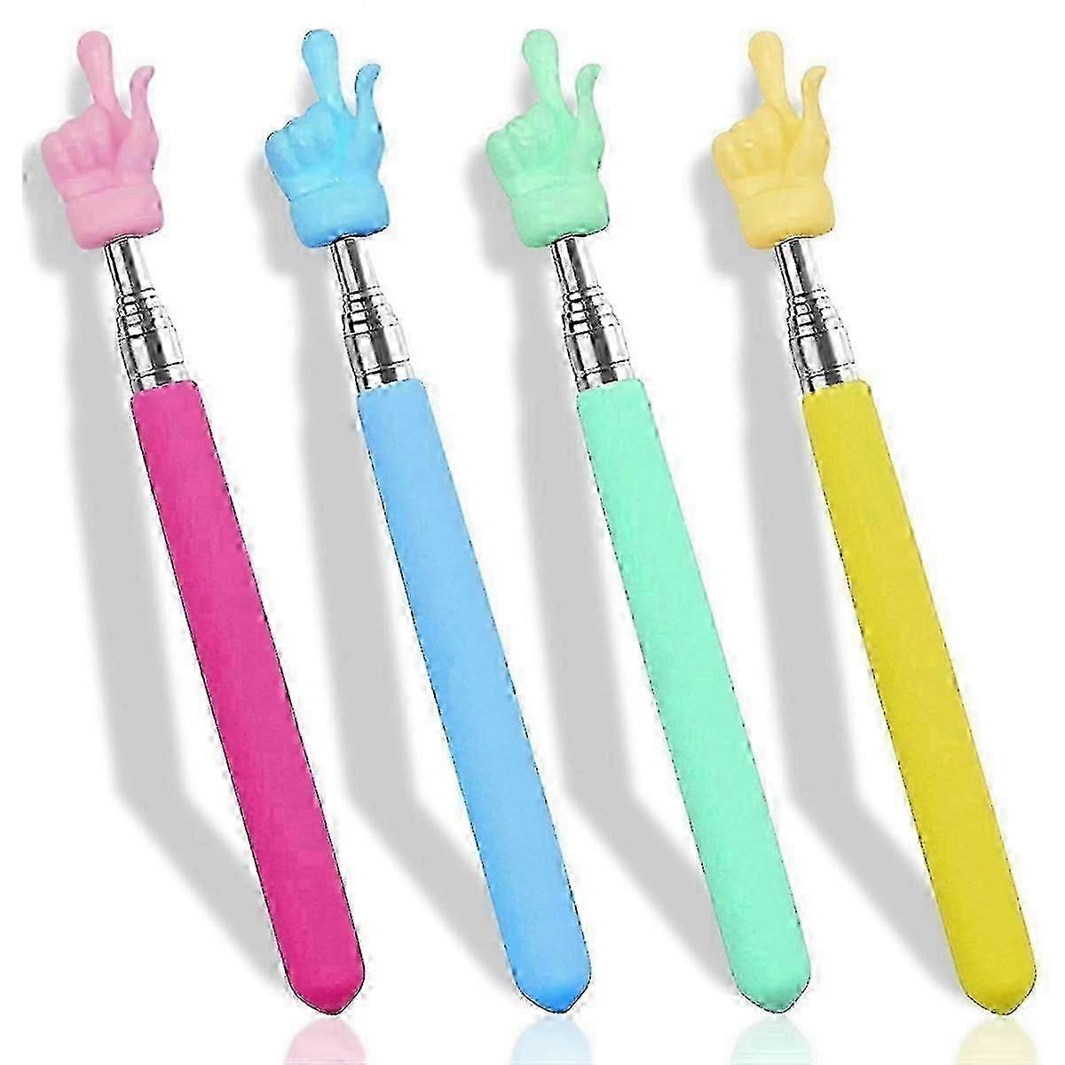 4PCS Retractable Teacher Pointer for Classroom Kids Reading, Mini Extendable Hand Pointer Finger Poi