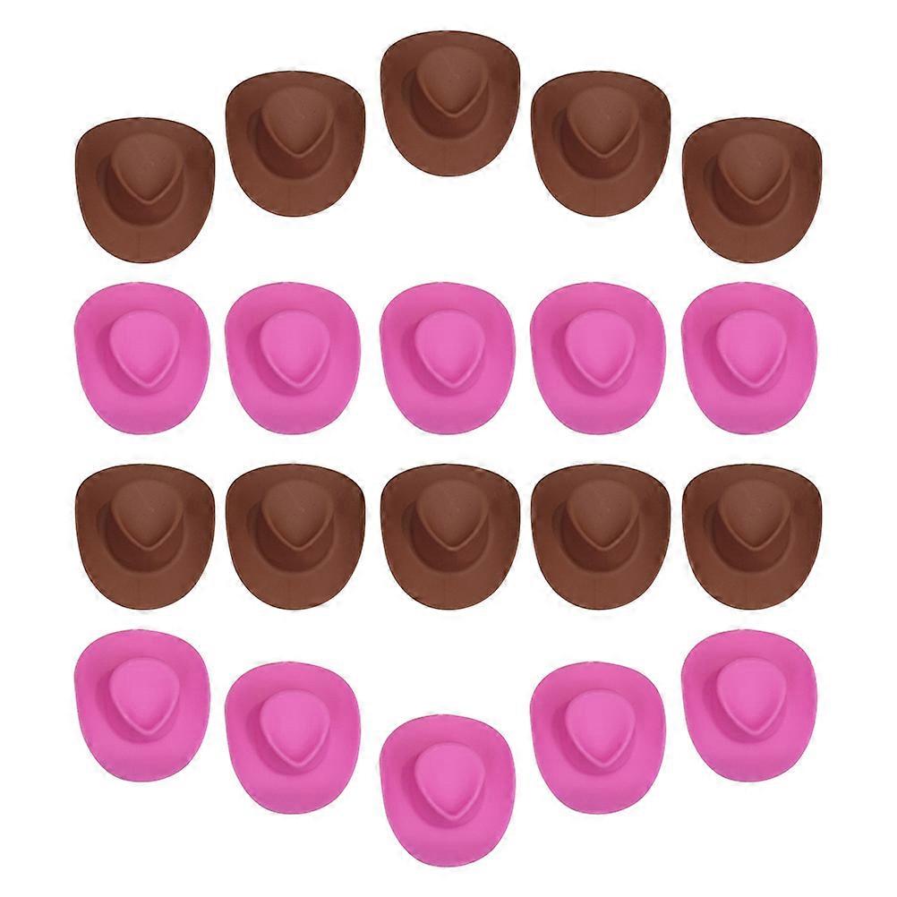 Plastic Mini Hat Cowboy Doll Hat for DIY Use 40Pcs Accessories